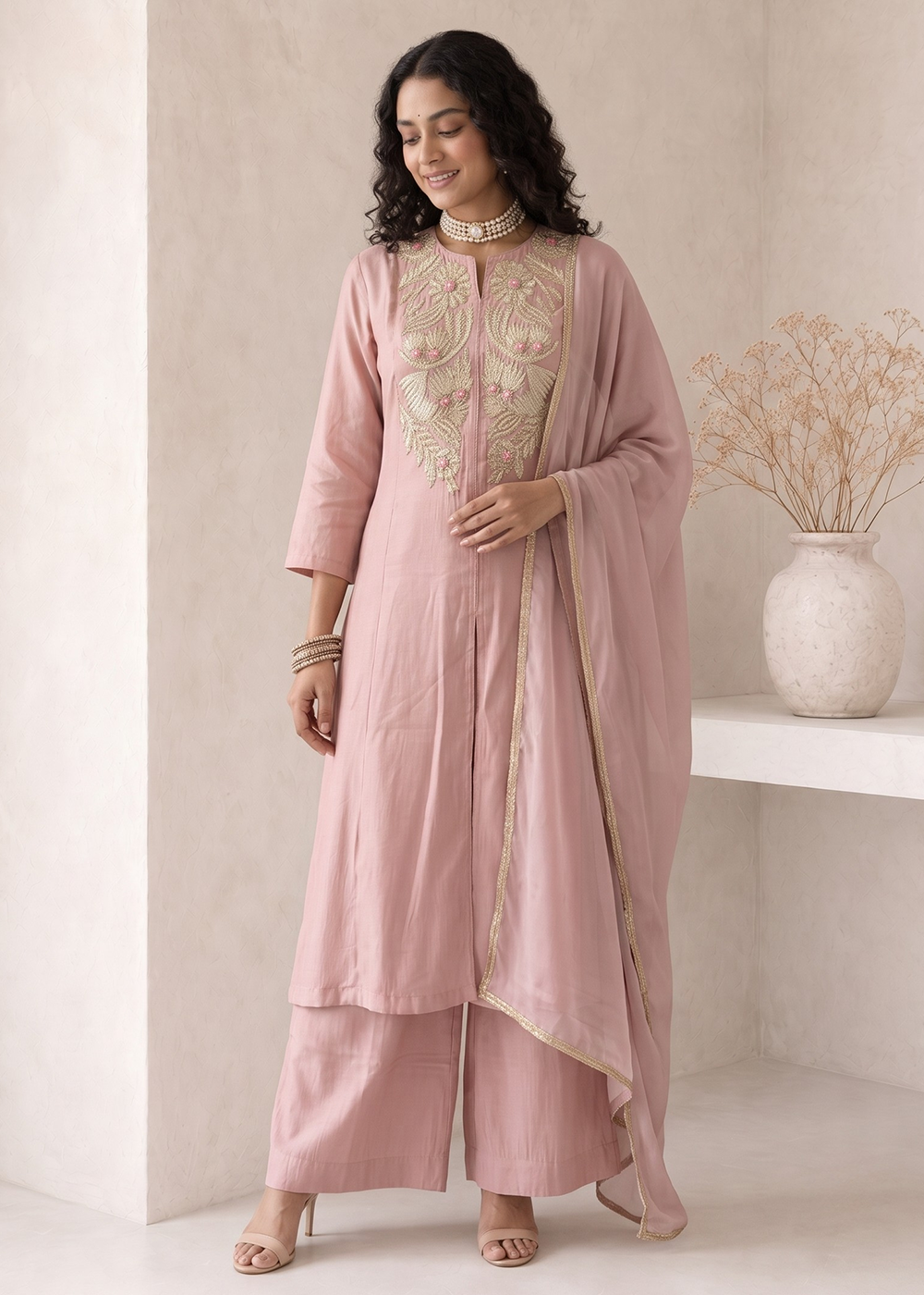Buy Now Pink A Line Anarkali Style Festive Salwar Suit Online in US, UK, Canada, Netherlands, Germany, Italy, France, Sweden, Austria &amp; Worldwide at Empress.