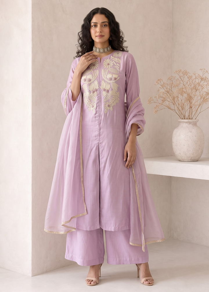 Buy Now Lilac A Line Anarkali Style Festive Salwar Suit Online in US, UK, Canada, Netherlands, Germany, Italy, France, Sweden, Austria &amp; Worldwide at Empress.