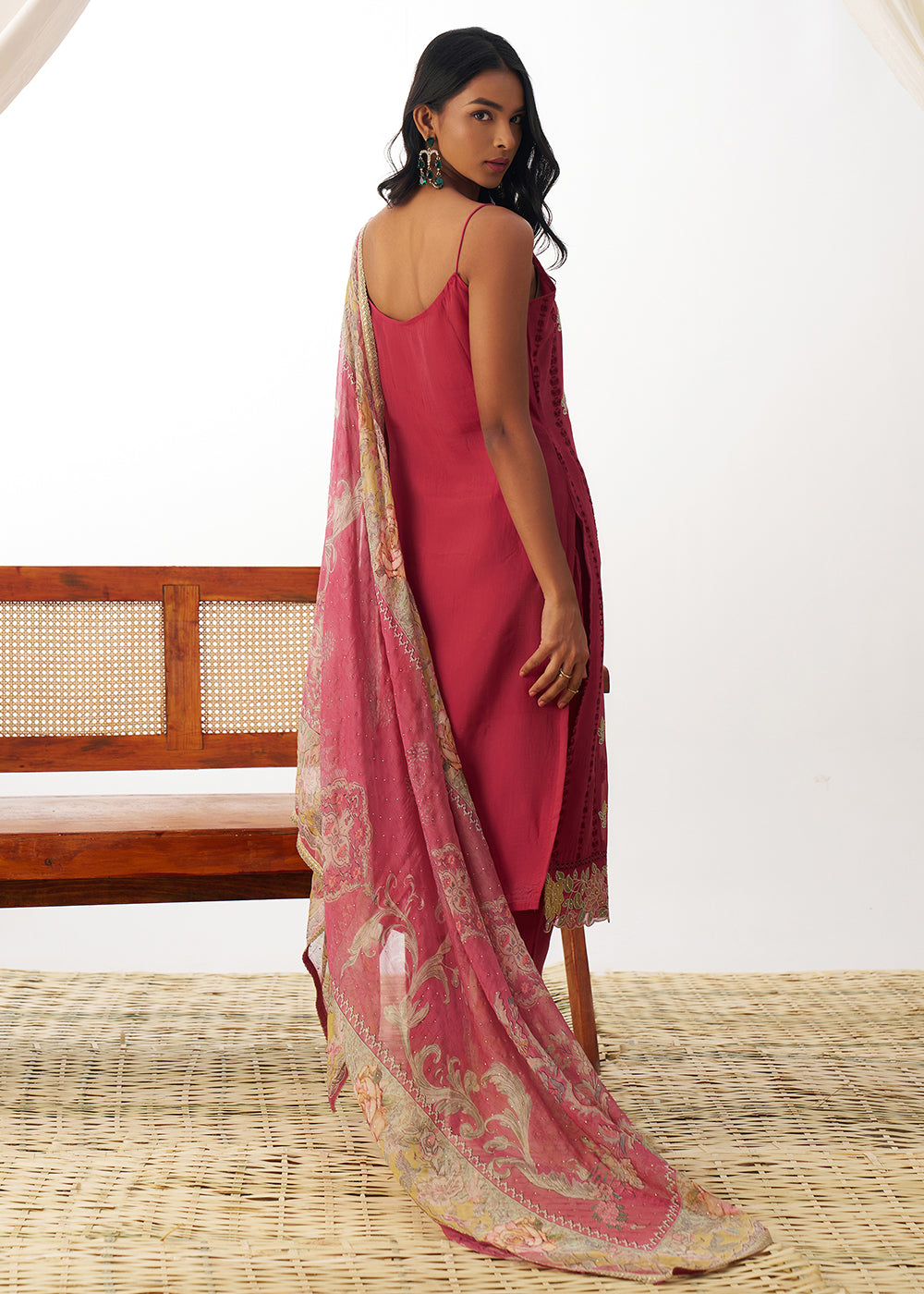 Buy Now Pink Organza Embroidered Kurta Style Salwar Suit Online in USA, UK, Canada, Germany, Italy, France, Austria, UAE & Worldwide at Empress Clothing.