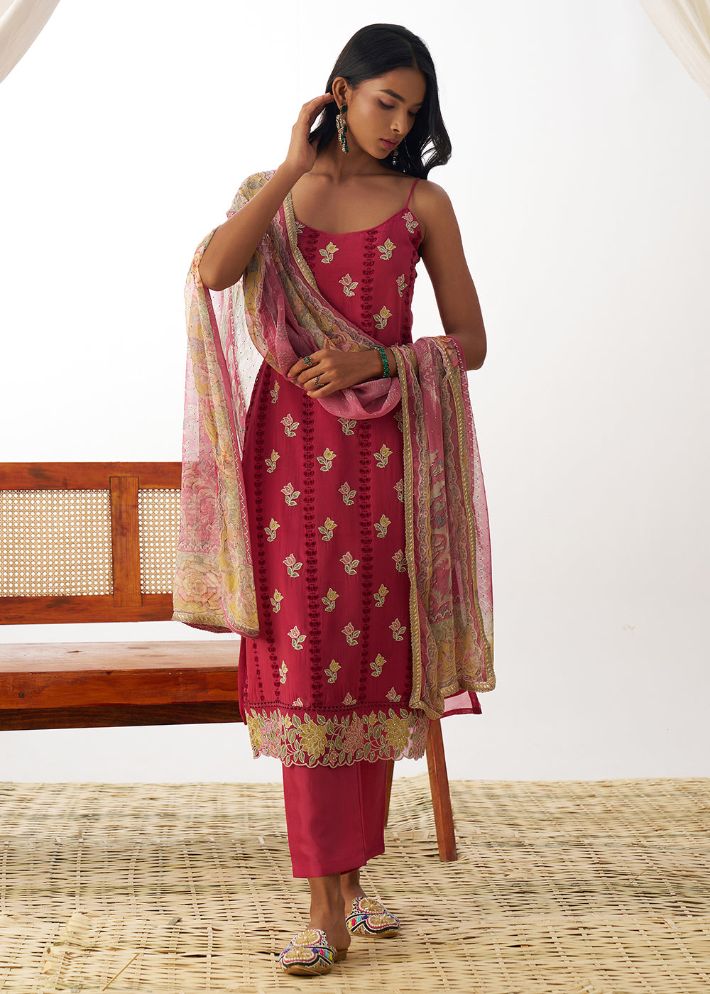 Buy Now Pink Organza Embroidered Kurta Style Salwar Suit Online in USA, UK, Canada, Germany, Italy, France, Austria, UAE & Worldwide at Empress Clothing.