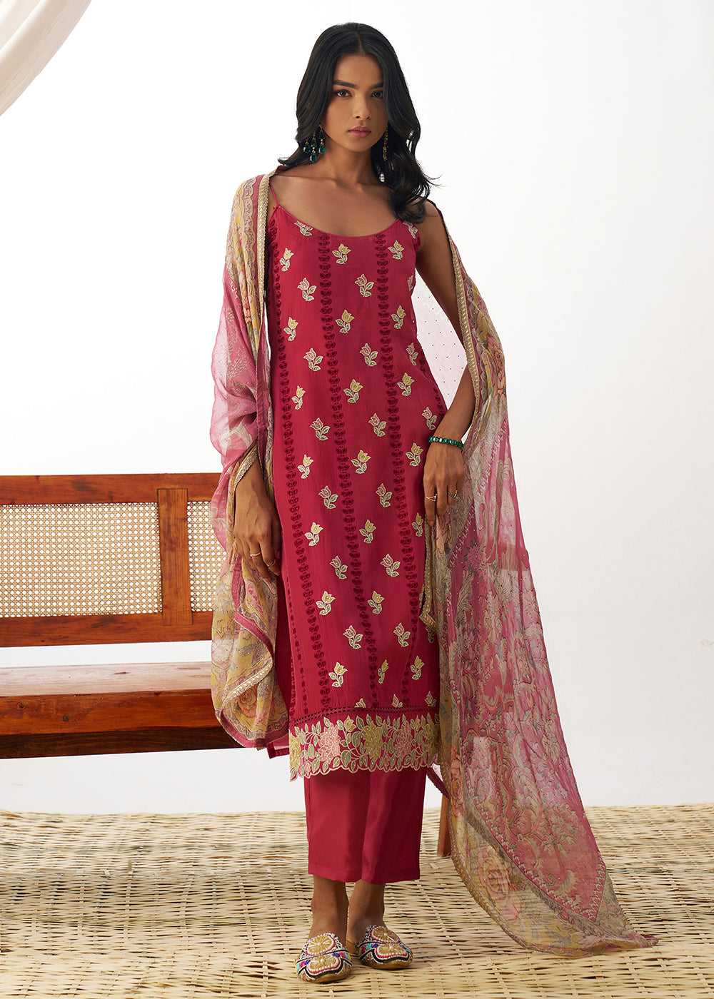 Buy Now Pink Organza Embroidered Kurta Style Salwar Suit Online in USA, UK, Canada, Germany, Italy, France, Austria, UAE & Worldwide at Empress Clothing.