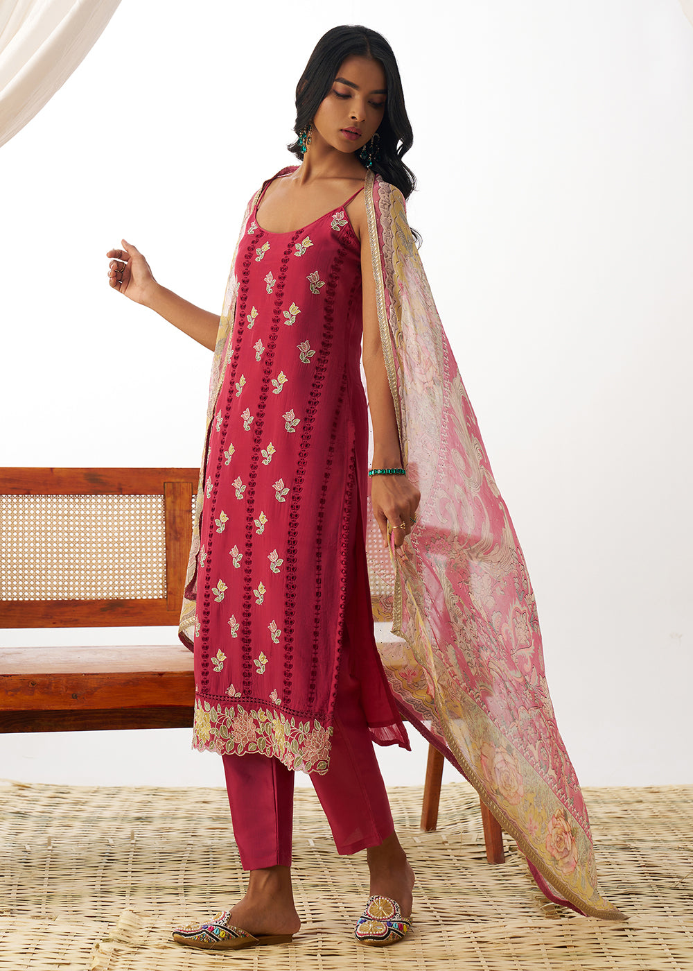 Buy Now Pink Organza Embroidered Kurta Style Salwar Suit Online in USA, UK, Canada, Germany, Italy, France, Austria, UAE & Worldwide at Empress Clothing.
