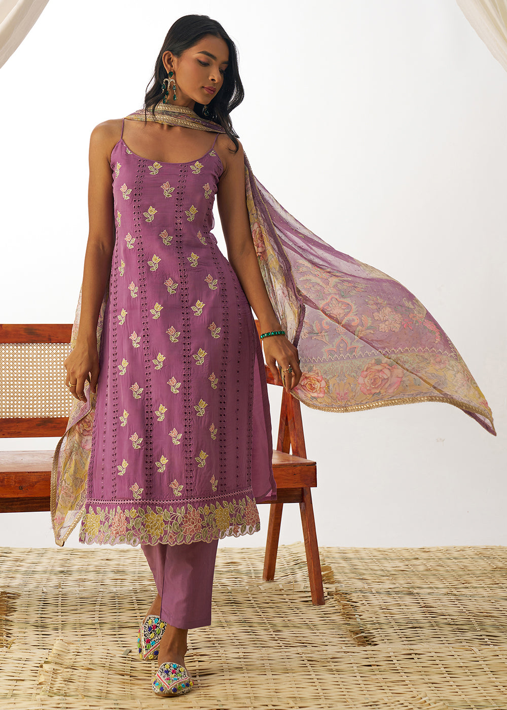 Buy Now Purple Organza Embroidered Kurta Style Salwar Suit Online in USA, UK, Canada, Germany, Italy, France, Austria, UAE & Worldwide at Empress Clothing.