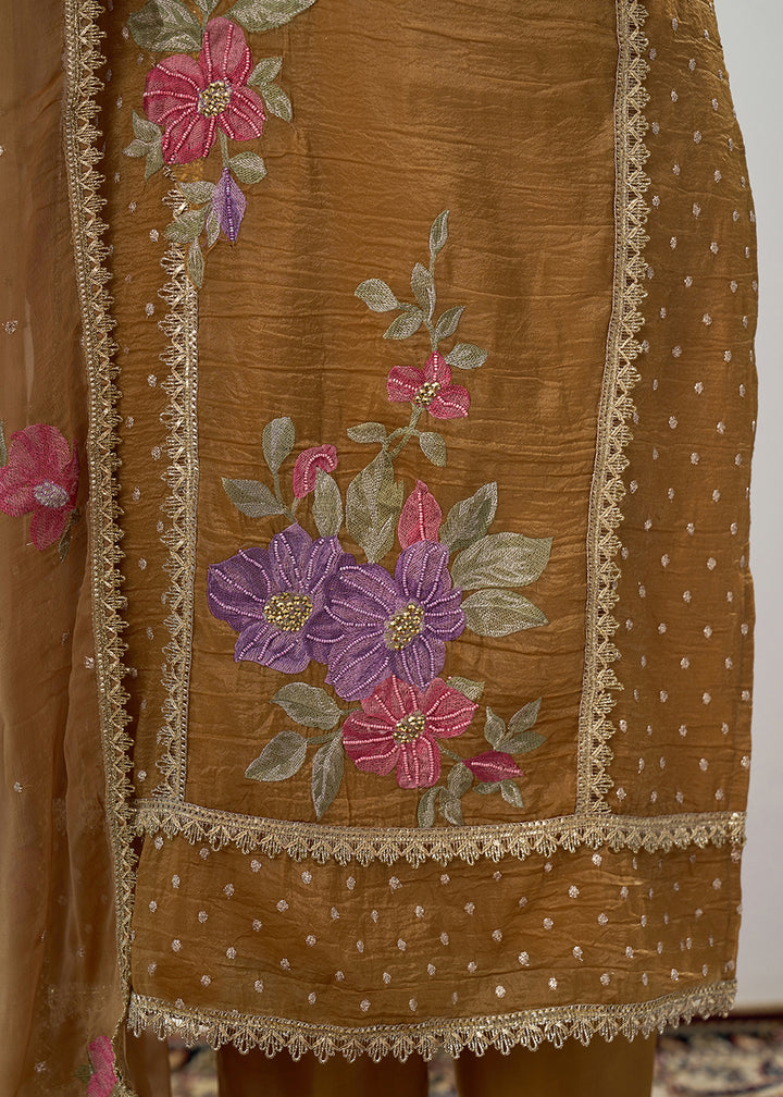 Buy Now Mustard Fancy Crush Floral Straight Salwar Suit Online in US, UK, Canada, Germany, Italy, France, Australia, Norway, UAE & Worldwide at Empress Clothing.