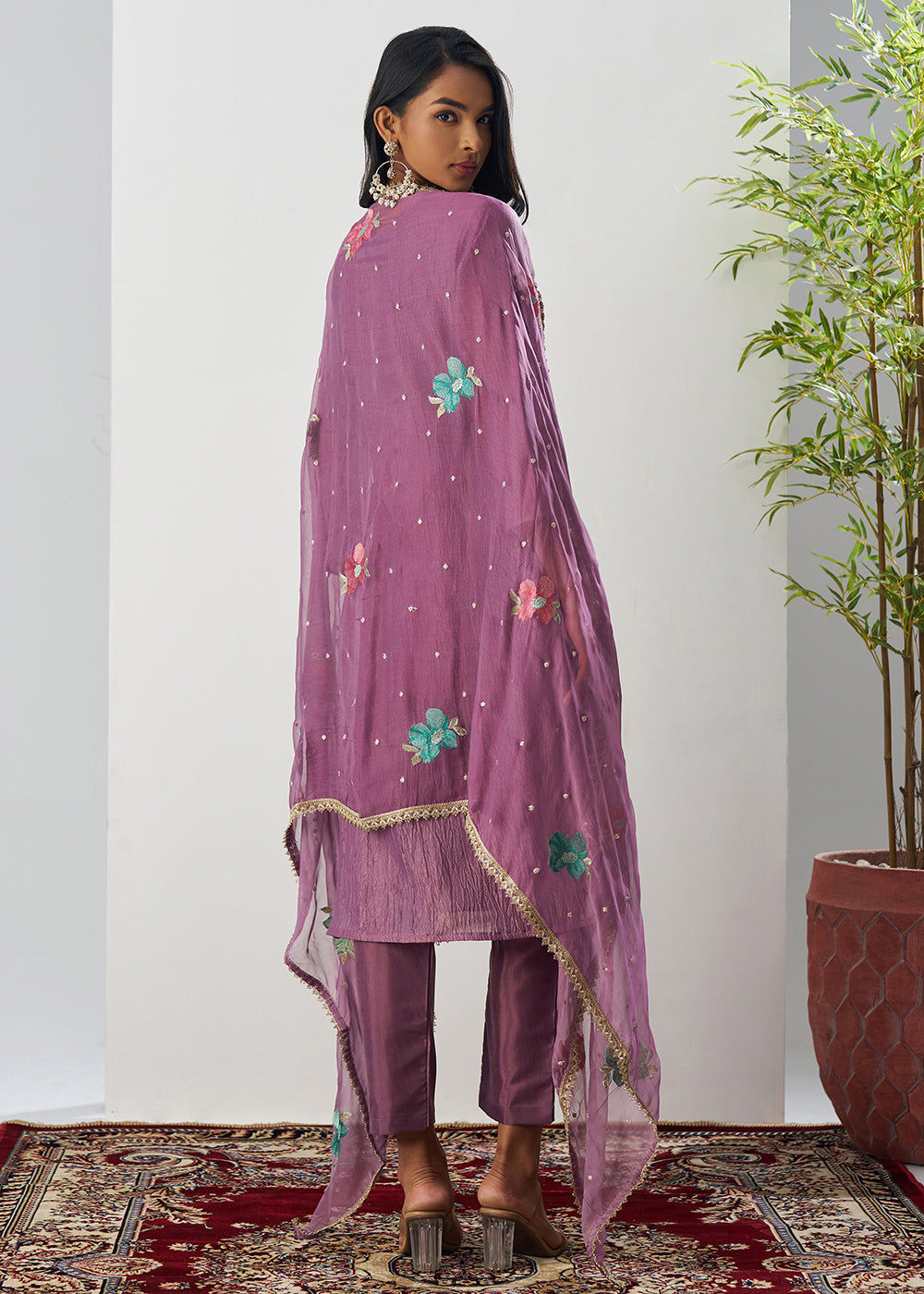 Buy Now Purple Fancy Crush Floral Straight Salwar Suit Online in US, UK, Canada, Germany, Italy, France, Australia, Norway, UAE & Worldwide at Empress Clothing.