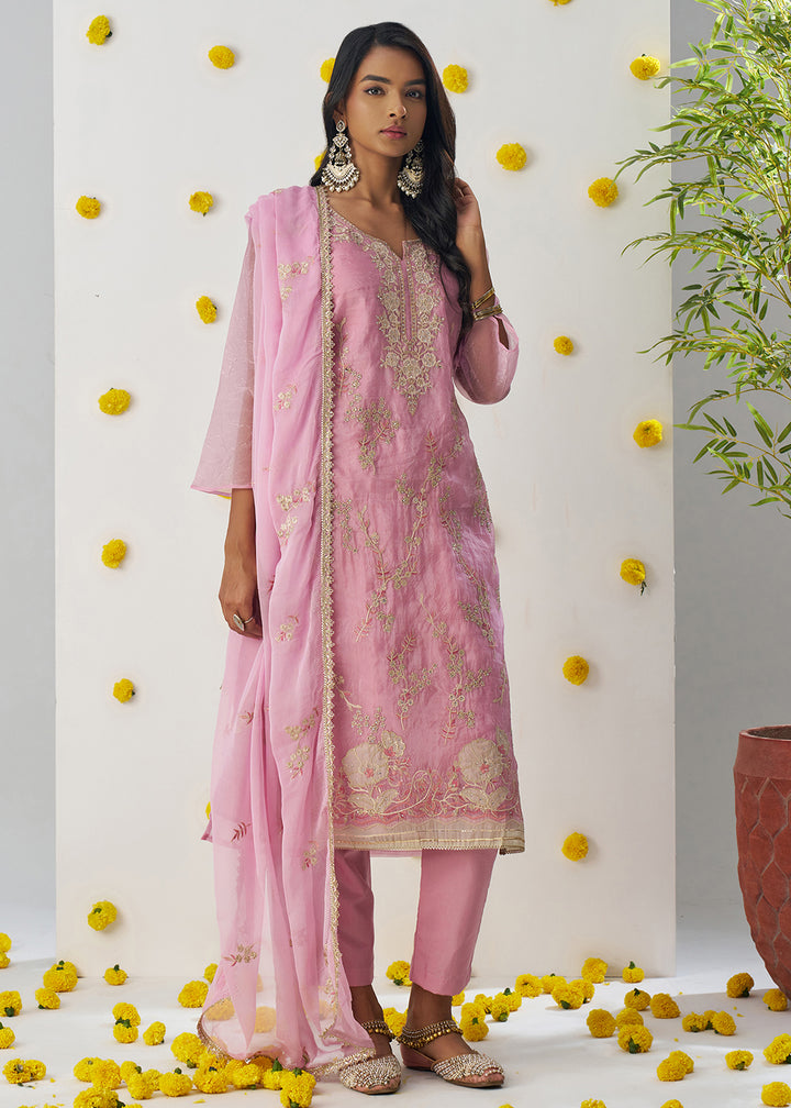 Buy Now Rose Pink Fancy Crush Embroidered Festive Salwar Suit Online in USA, UK, Canada, Germany, Italy, France, Austria, UAE & Worldwide at Empress Clothing.