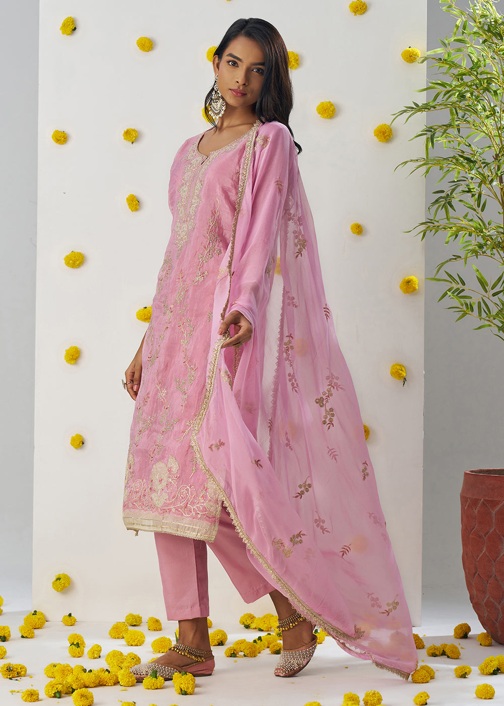 Buy Now Rose Pink Fancy Crush Embroidered Festive Salwar Suit Online in USA, UK, Canada, Germany, Italy, France, Austria, UAE & Worldwide at Empress Clothing.