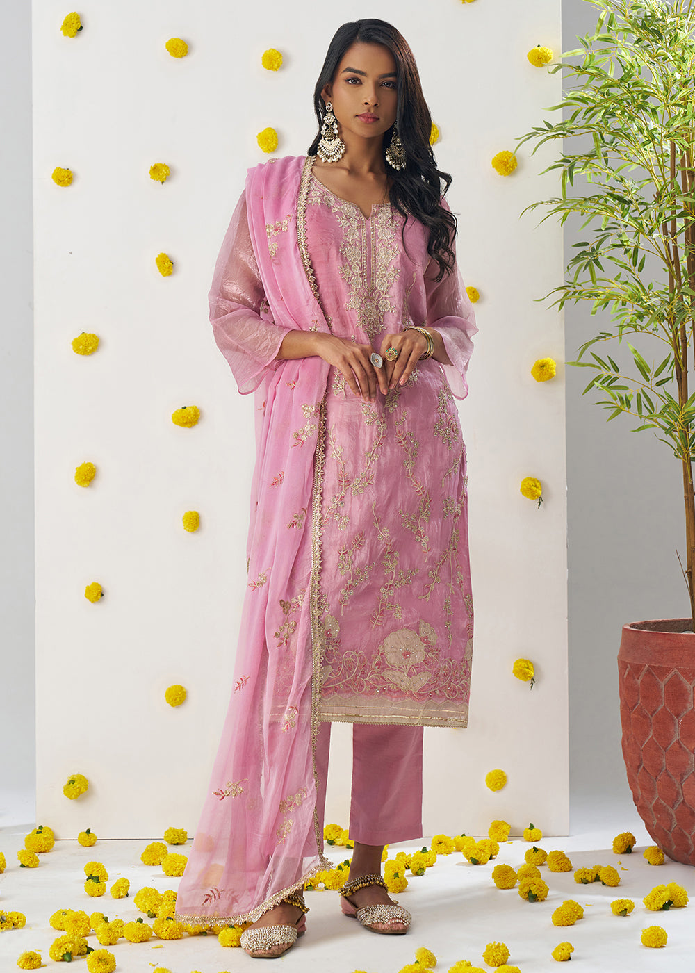 Buy Now Rose Pink Fancy Crush Embroidered Festive Salwar Suit Online in USA, UK, Canada, Germany, Italy, France, Austria, UAE & Worldwide at Empress Clothing.