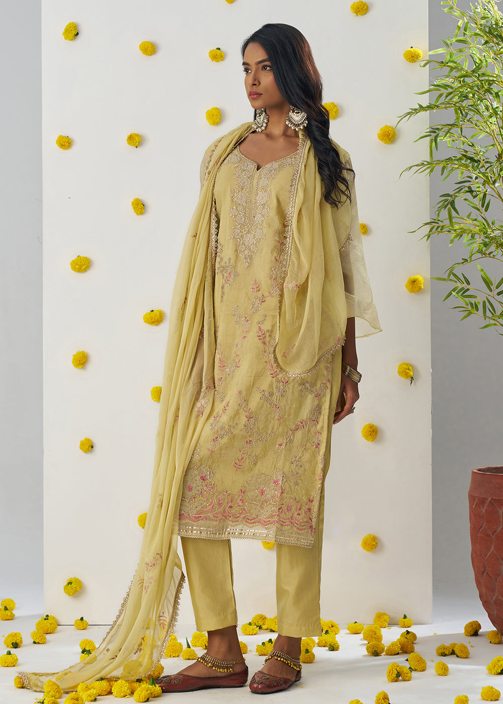 Buy Now Pastel Yellow Fancy Crush Embroidered Festive Salwar Suit Online in USA, UK, Canada, Germany, Italy, France, Austria & Worldwide at Empress Clothing.
