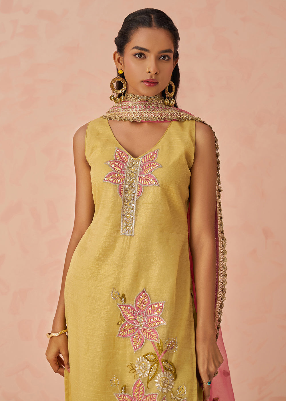 Buy Now Yellow Fancy Crush Embroidered Festive Salwar Kurta Suit Online in USA, UK, Canada, Germany, Italy, France, Austria, UAE & Worldwide at Empress Clothing.