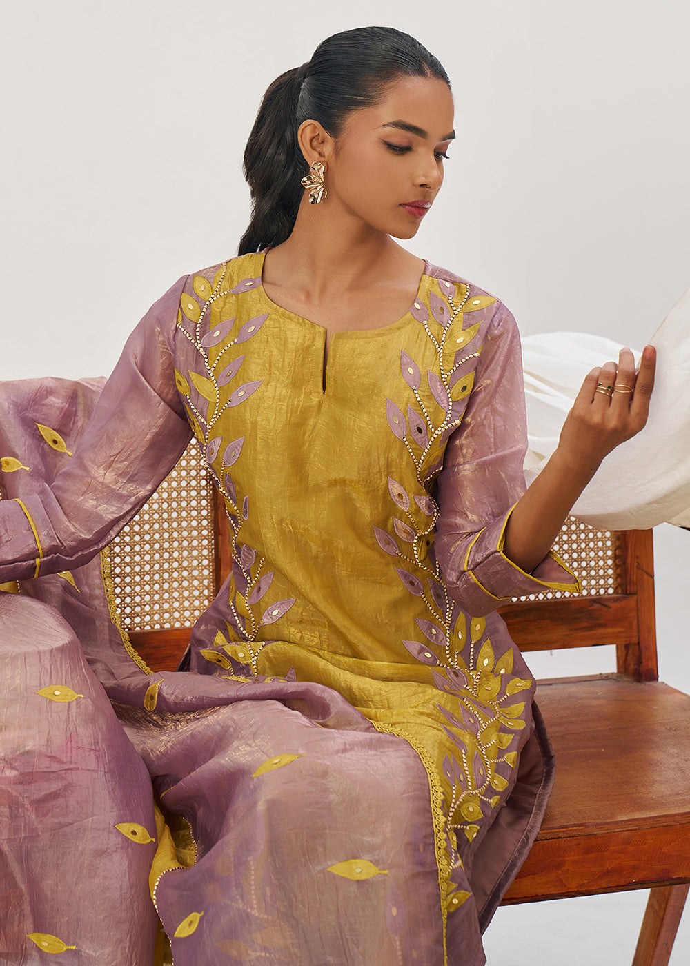 Buy Now Mustard & Mauve Fancy Crush Pant Style Salwar Suit Online in US, UK, Canada, Germany, Italy, France, Austria, Denmark, Australia & Worldwide at Empress.