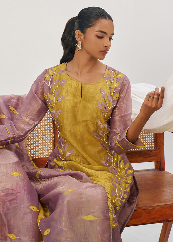 Buy Now Mustard & Mauve Fancy Crush Pant Style Salwar Suit Online in US, UK, Canada, Germany, Italy, France, Austria, Denmark, Australia & Worldwide at Empress.