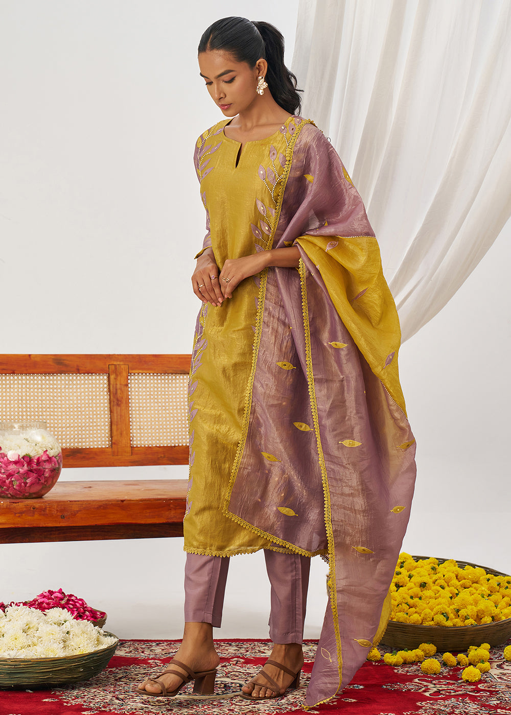 Buy Now Mustard & Mauve Fancy Crush Pant Style Salwar Suit Online in US, UK, Canada, Germany, Italy, France, Austria, Denmark, Australia & Worldwide at Empress.