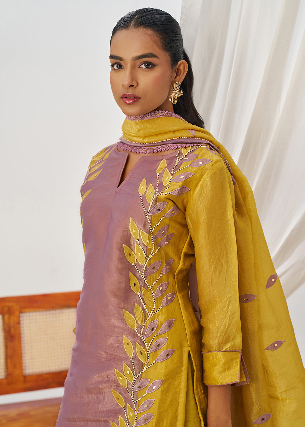 Buy Now Mauve & Mustard Fancy Crush Pant Style Salwar Suit Online in US, UK, Canada, Germany, Italy, France, Austria, Denmark, Australia & Worldwide at Empress.