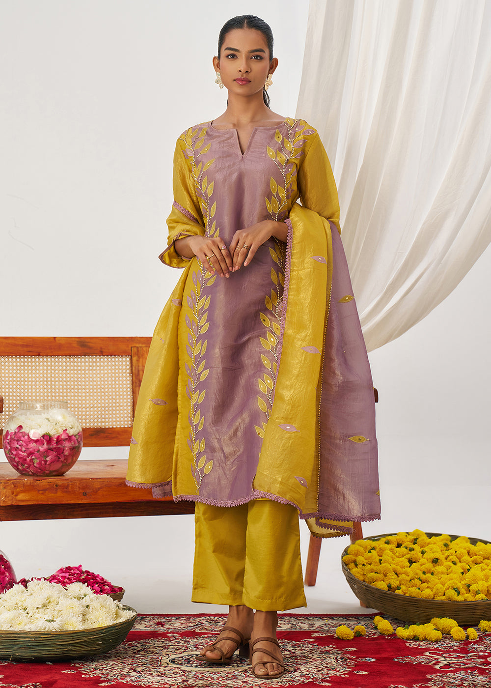Buy Now Mauve & Mustard Fancy Crush Pant Style Salwar Suit Online in US, UK, Canada, Germany, Italy, France, Austria, Denmark, Australia & Worldwide at Empress.