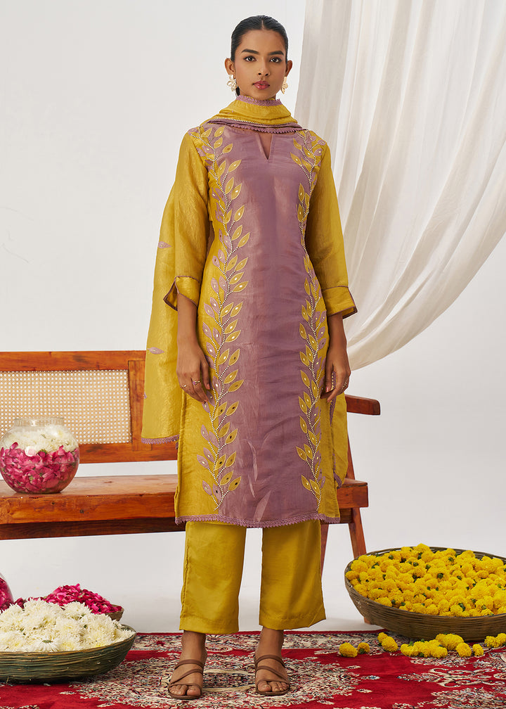 Buy Now Mauve & Mustard Fancy Crush Pant Style Salwar Suit Online in US, UK, Canada, Germany, Italy, France, Austria, Denmark, Australia & Worldwide at Empress.