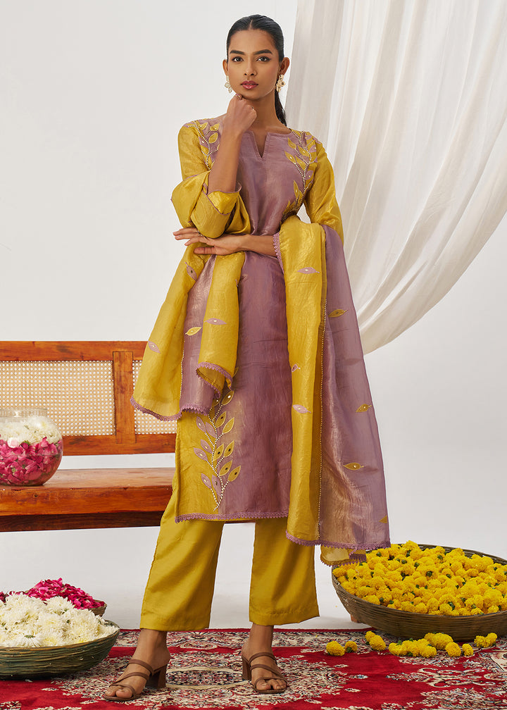 Buy Now Mauve & Mustard Fancy Crush Pant Style Salwar Suit Online in US, UK, Canada, Germany, Italy, France, Austria, Denmark, Australia & Worldwide at Empress.