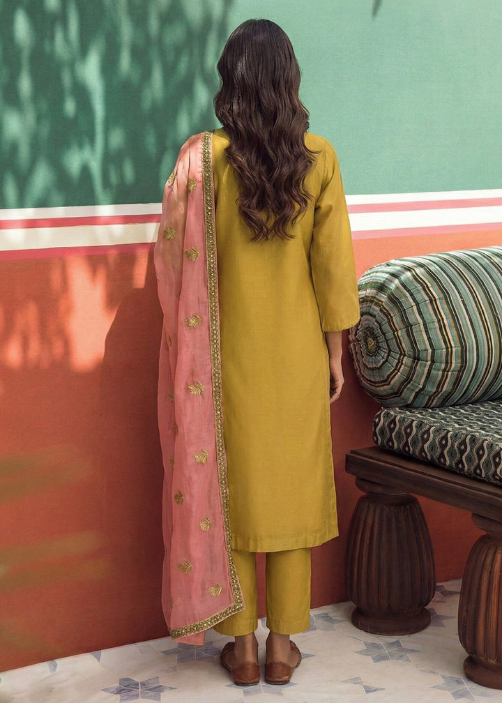 Buy Now Mustard Fancy Zari Fabric Pant Style Salwar Suit Online in New York, Los Angeles, San Jose, Chicago, Houston, Fremont, Dubai & Worldwide at Empress.