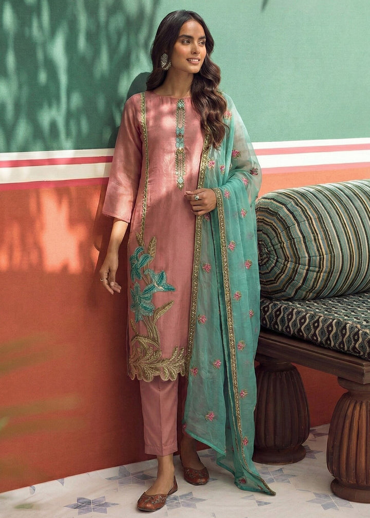 Buy Now Pink Fancy Zari Fabric Pant Style Salwar Suit Online in New York, Los Angeles, San Jose, Chicago, Houston, Fremont, Dubai & Worldwide at Empress.