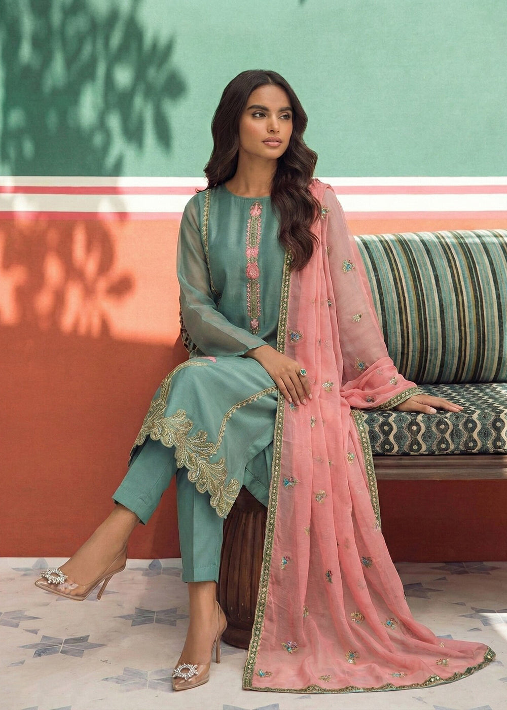 Buy Now Blue Fancy Zari Fabric Pant Style Salwar Suit Online in New York, Los Angeles, San Jose, Chicago, Houston, Fremont, Dubai & Worldwide at Empress.