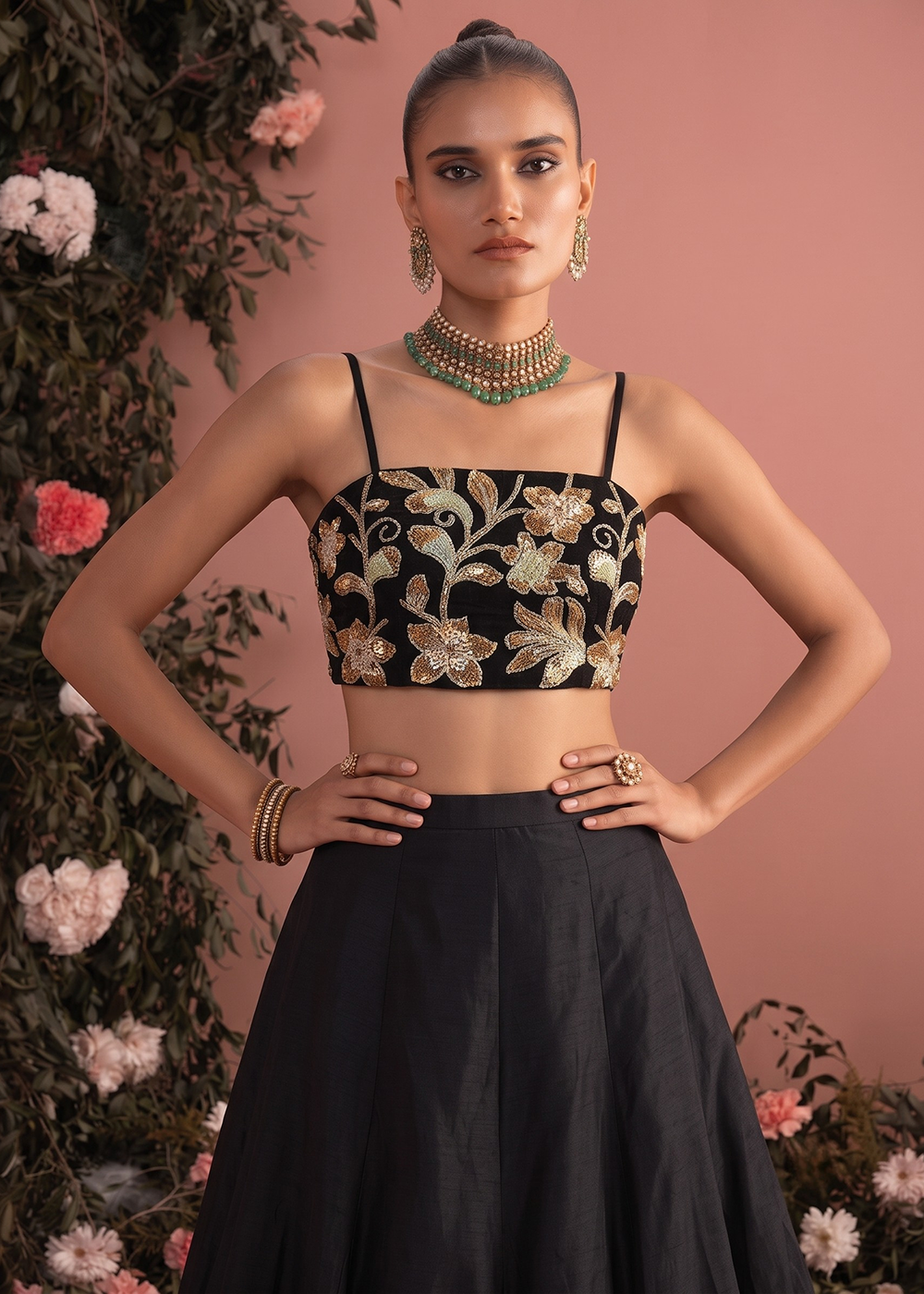 Buy Now Black Roman Silk & Net Party Wear Lehenga Dress Online in US, UK, Canada, France, Italy, Germany, Sweden, UAE, Switzerland & Worldwide at Empress.