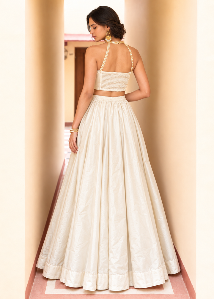 Buy Now Ivory Designer Style Embroidered Party Lehenga Choli Online in US, UK, Canada, France, Italy, Germany, Sweden, Australia, UAE &amp; Worldwide at Empress.
