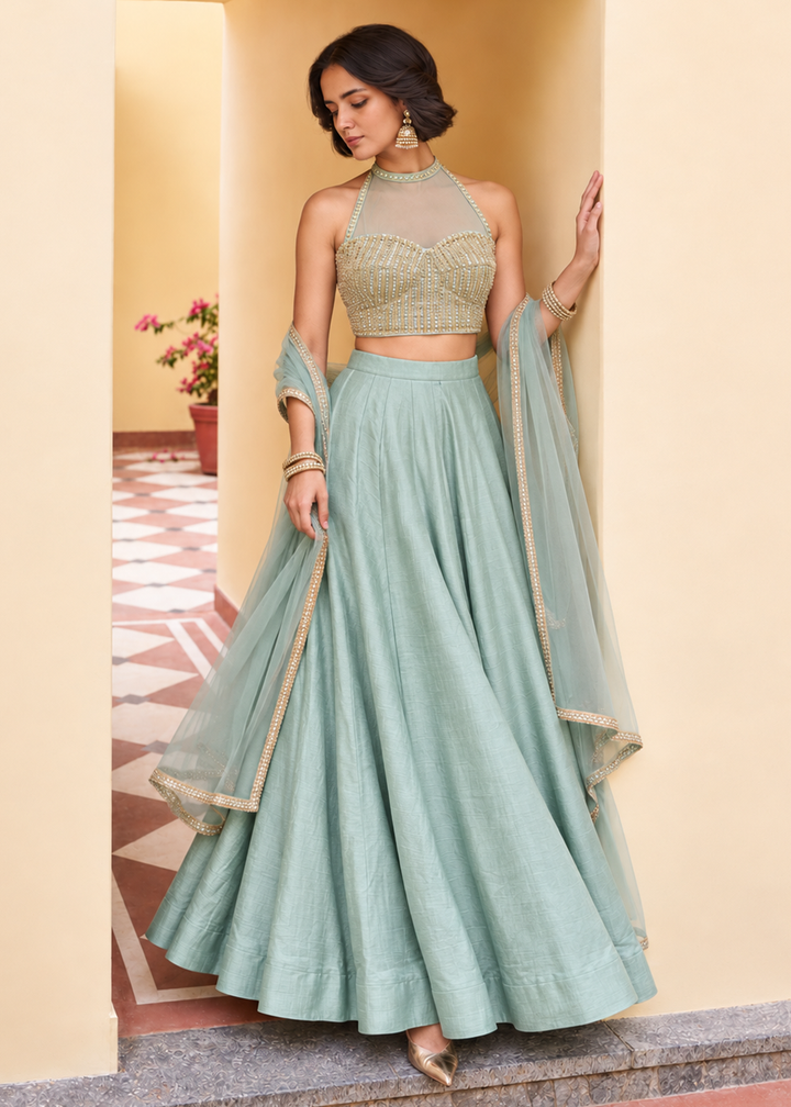 Buy Now Blue Designer Style Embroidered Party Lehenga Choli Online in US, UK, Canada, France, Italy, Germany, Sweden, Australia, UAE &amp; Worldwide at Empress.