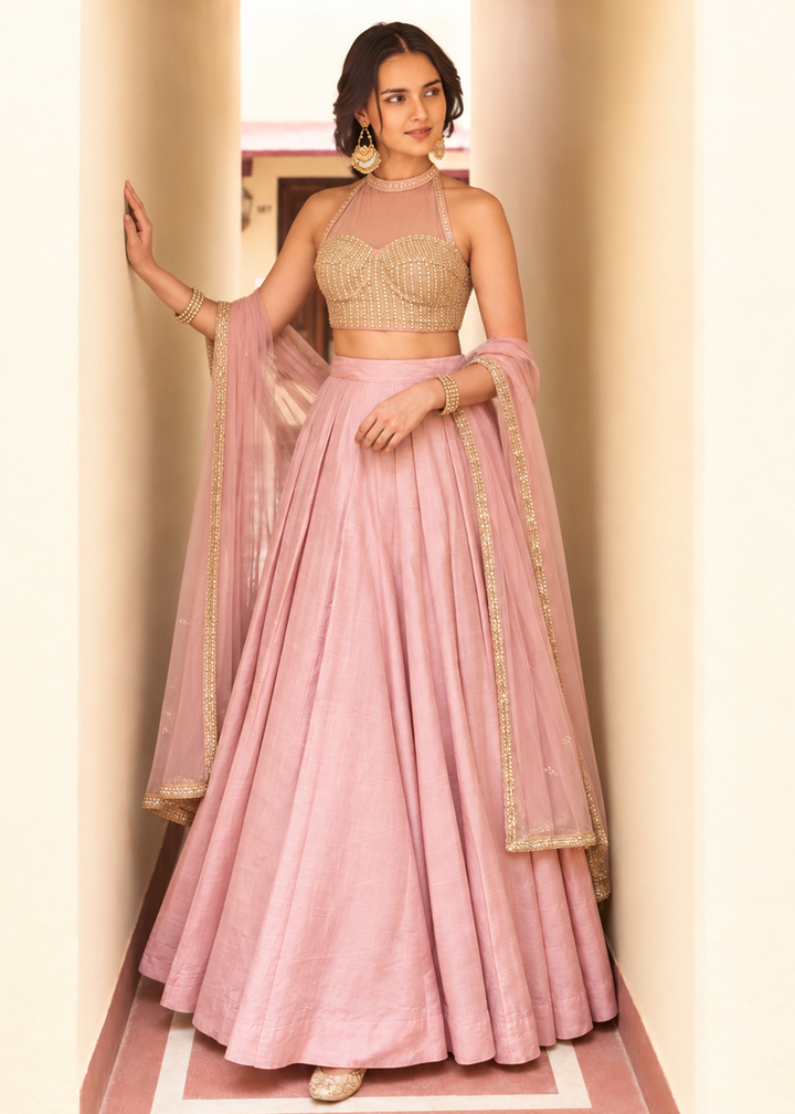 Buy Now Pink Designer Style Embroidered Party Lehenga Choli Online in US, UK, Canada, France, Italy, Germany, Sweden, Australia, UAE &amp; Worldwide at Empress.