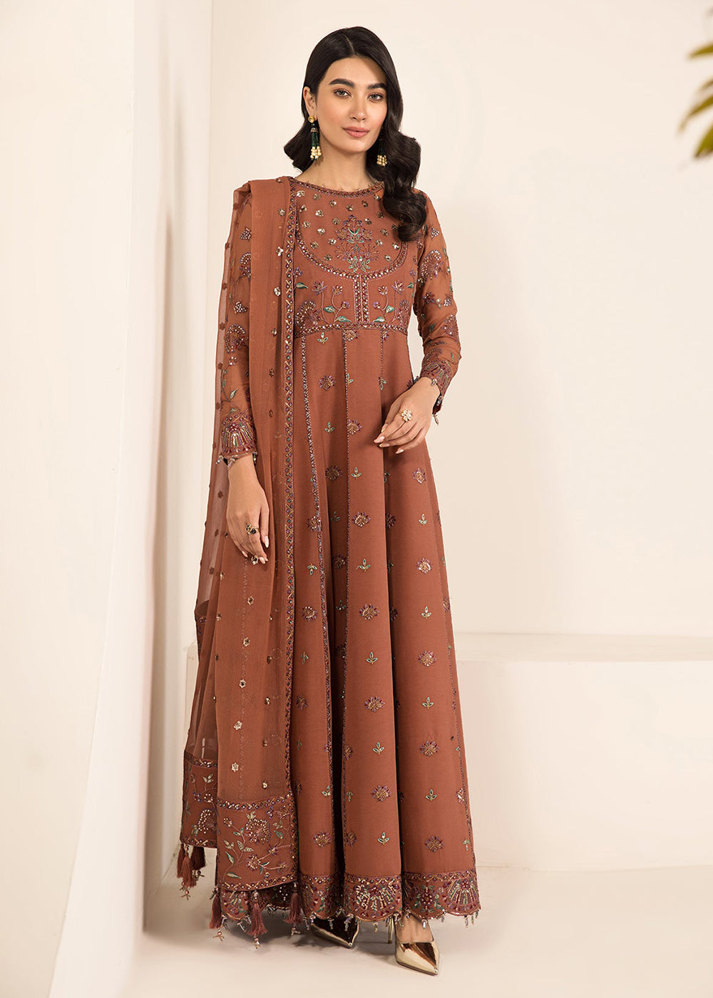 Buy Now Rust Brown Formal Suit - Alizeh - Lamhay Formals '23 - V15D06 - Arzou Online in USA, UK, Canada & Worldwide at Empress Clothing. 