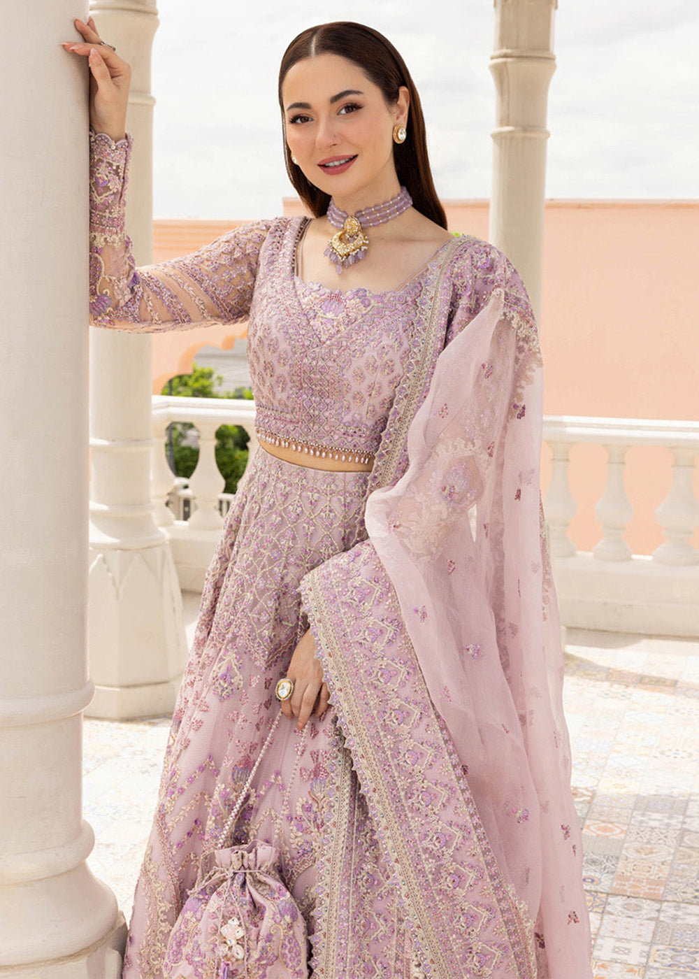 hania amir purple dress Hania Amir Elegant Gray & Purple Dress | Jade Ombre Intezar Collection