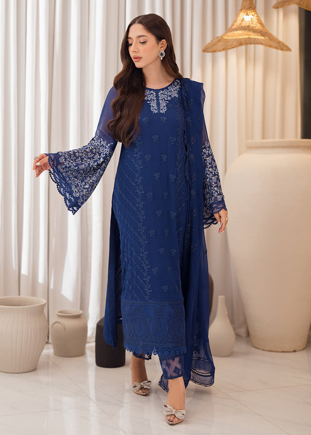 Buy Now 3 Pcs Embroidered Luxury Chiffon Formals '24 by Azure | Azure Breeze Online at Empress Online in USA, UK, Canada & Worldwide at Empress Clothing. 