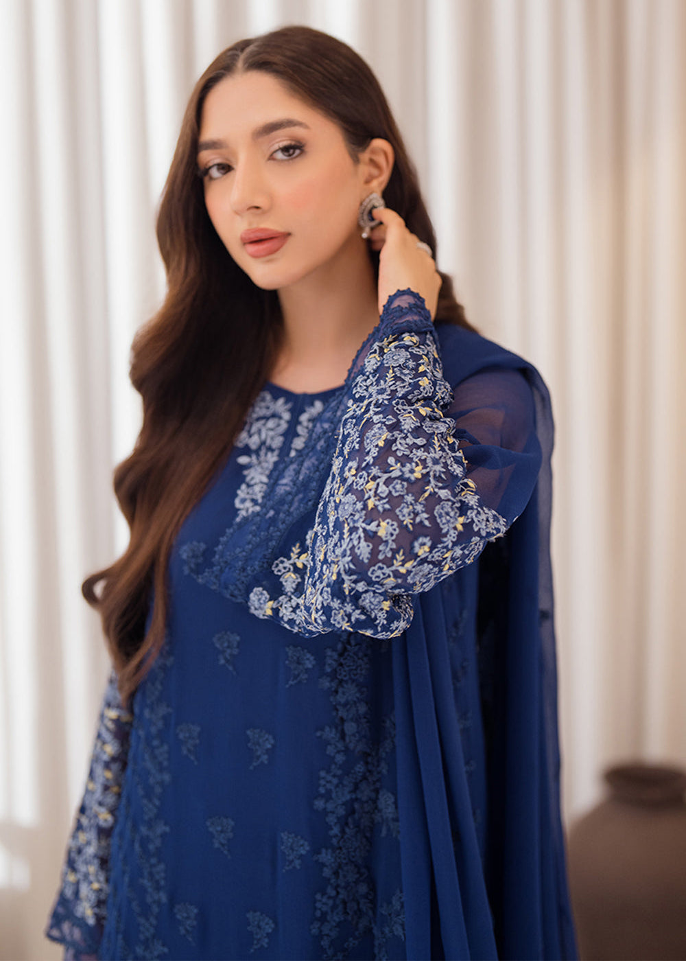 Buy Now 3 Pcs Embroidered Luxury Chiffon Formals '24 by Azure | Azure Breeze Online at Empress Online in USA, UK, Canada & Worldwide at Empress Clothing. 