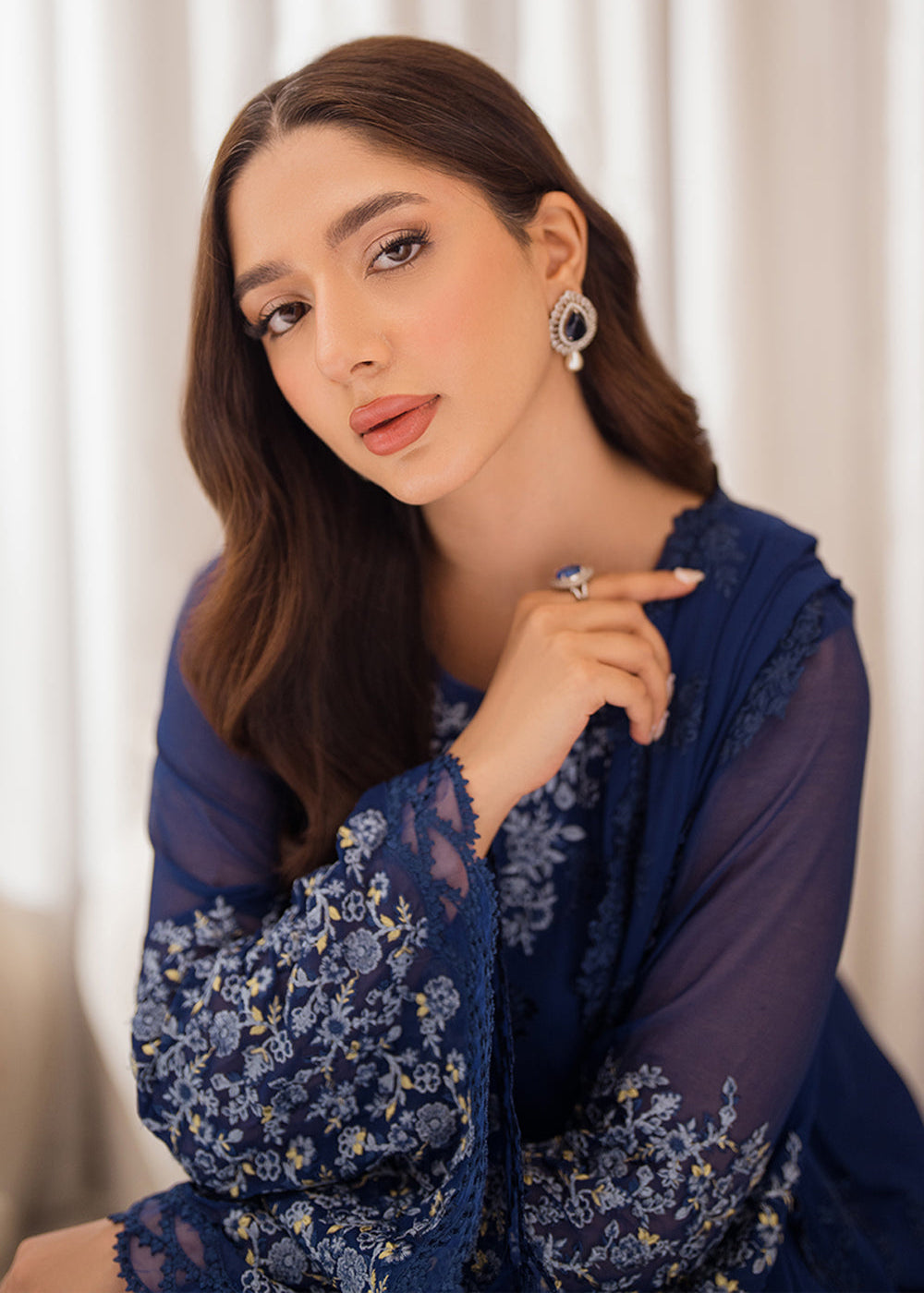 Buy Now 3 Pcs Embroidered Luxury Chiffon Formals '24 by Azure | Azure Breeze Online at Empress Online in USA, UK, Canada & Worldwide at Empress Clothing. 