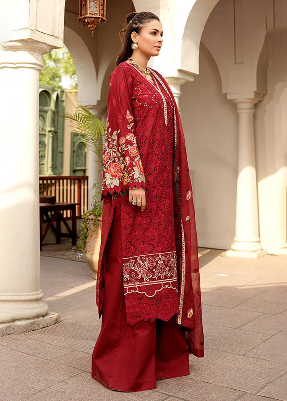 red lawn dress Imrozia Red Chikankari Lawn Embroidery Dress Luxury Collection GoodLuck Collections