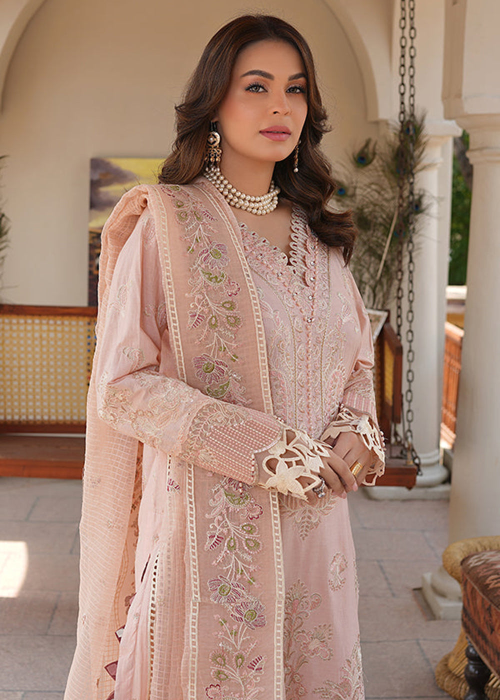 pink lawn dress design Selbourne Rani Pink Printed Lawn Dress