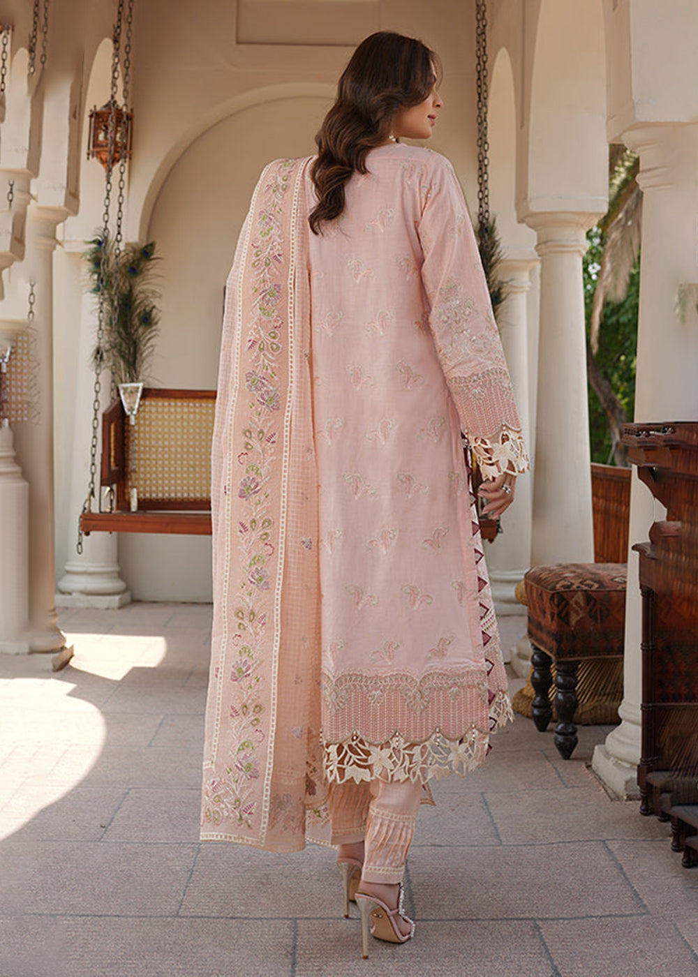 Buy Now Pink Lawn Dress - Bahaar Luxury Lawn by Mariyam's - Lara B-1015 Online in USA, UK, Canada & Worldwide at Empress Clothing. 