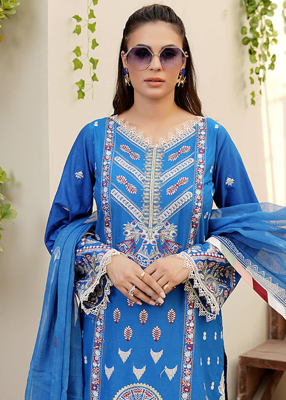 Buy Now Blue Lawn Dress - Bahaar Luxury Lawn by Mariyam's - Lara B-1016 Online in USA, UK, Canada & Worldwide at Empress Clothing.