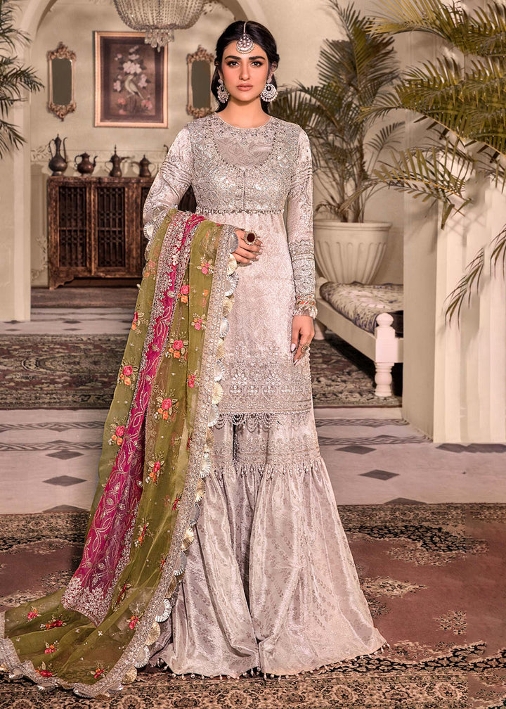 Buy Now Silver Embroidered Suit - Maria B - Mbroidered Heritage Edition - BD-2601 Online in USA, UK, Canada & Worldwide at Empress Clothing. 