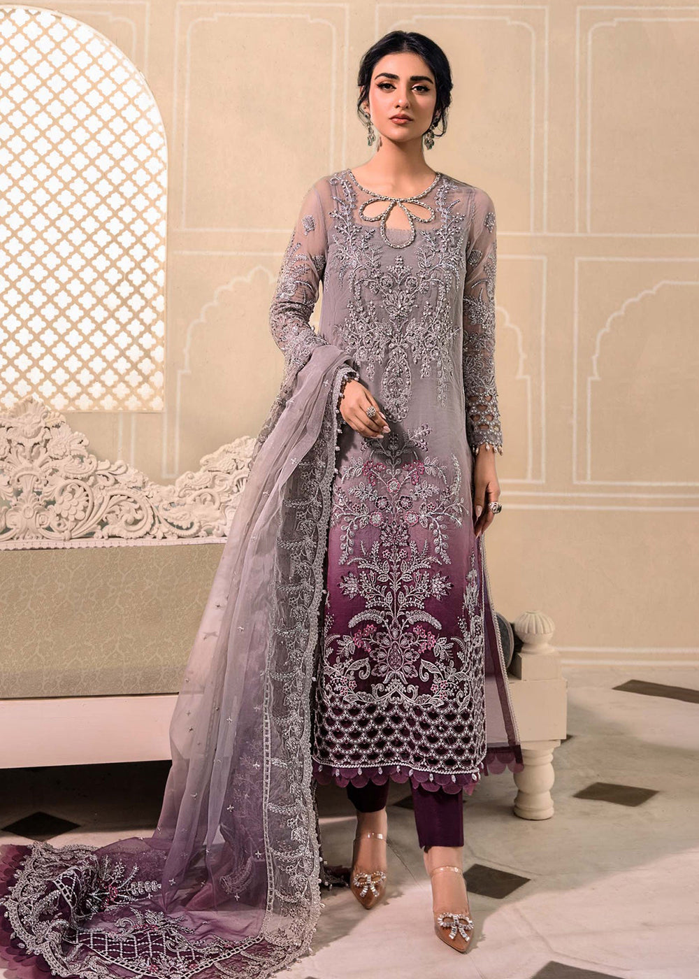 Buy Now Plum Embroidered Suit - Maria B - Mbroidered Heritage Edition - BD-2604 Online in USA, UK, Canada & Worldwide at Empress Clothing.
