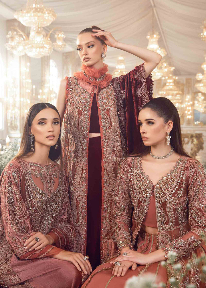 Buy Now Mbroidered Wedding 2023 by Maria B | Salmon Pink BD-2701 Online in USA, UK, Canada & Worldwide at Empress Clothing. 