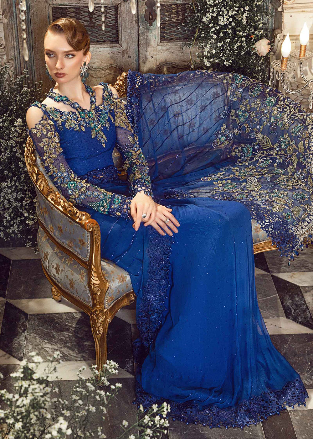 cobalt blue and gold dress Gold Glitter Cobalt Blue Chiffon Split Prom Dress