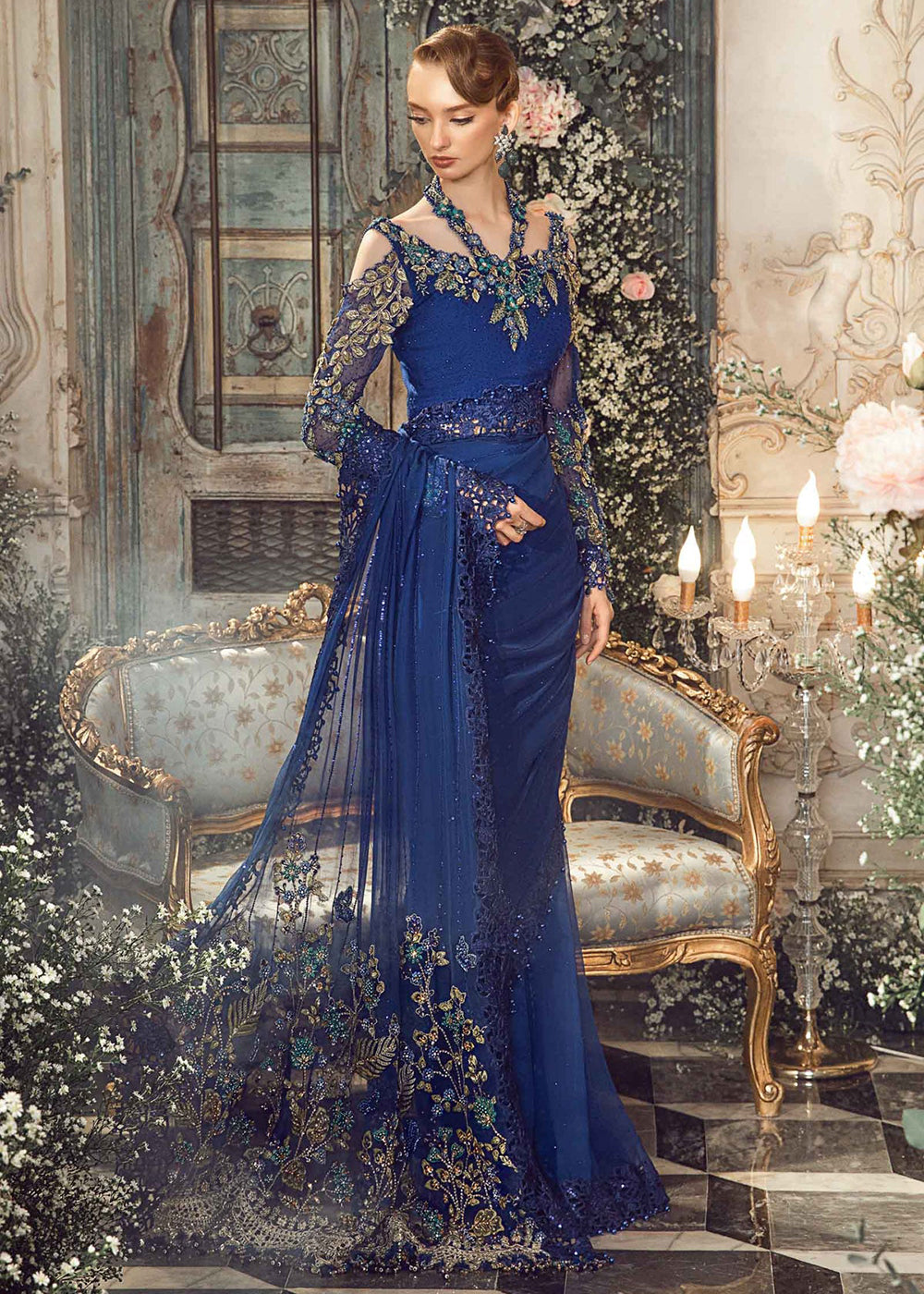 Blue Velvet Crystal Sequin Beaded Aso Ebi Cobalt Blue Evening Dress With  Golve Sweep Train Formal Gown For Womens Special Occasions From Wevens,  $152.46 | DHgate.Com