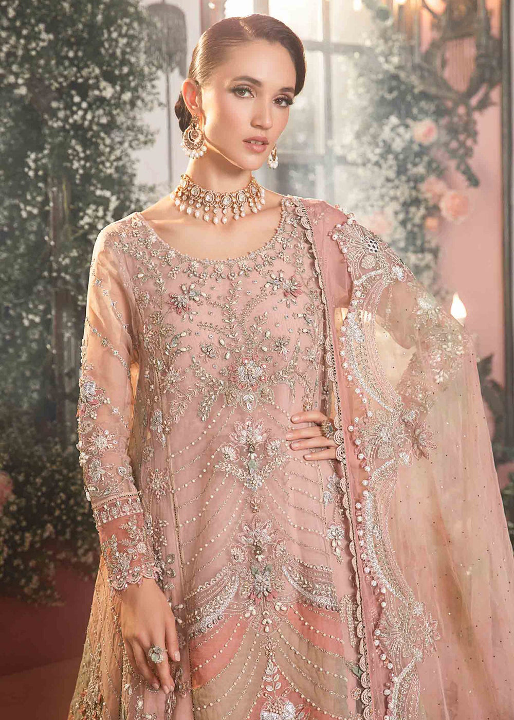 Buy Now Mbroidered Wedding 2023 by Maria B | Pastel Pink BD-2706 Online in USA, UK, Canada & Worldwide at Empress Clothing. 