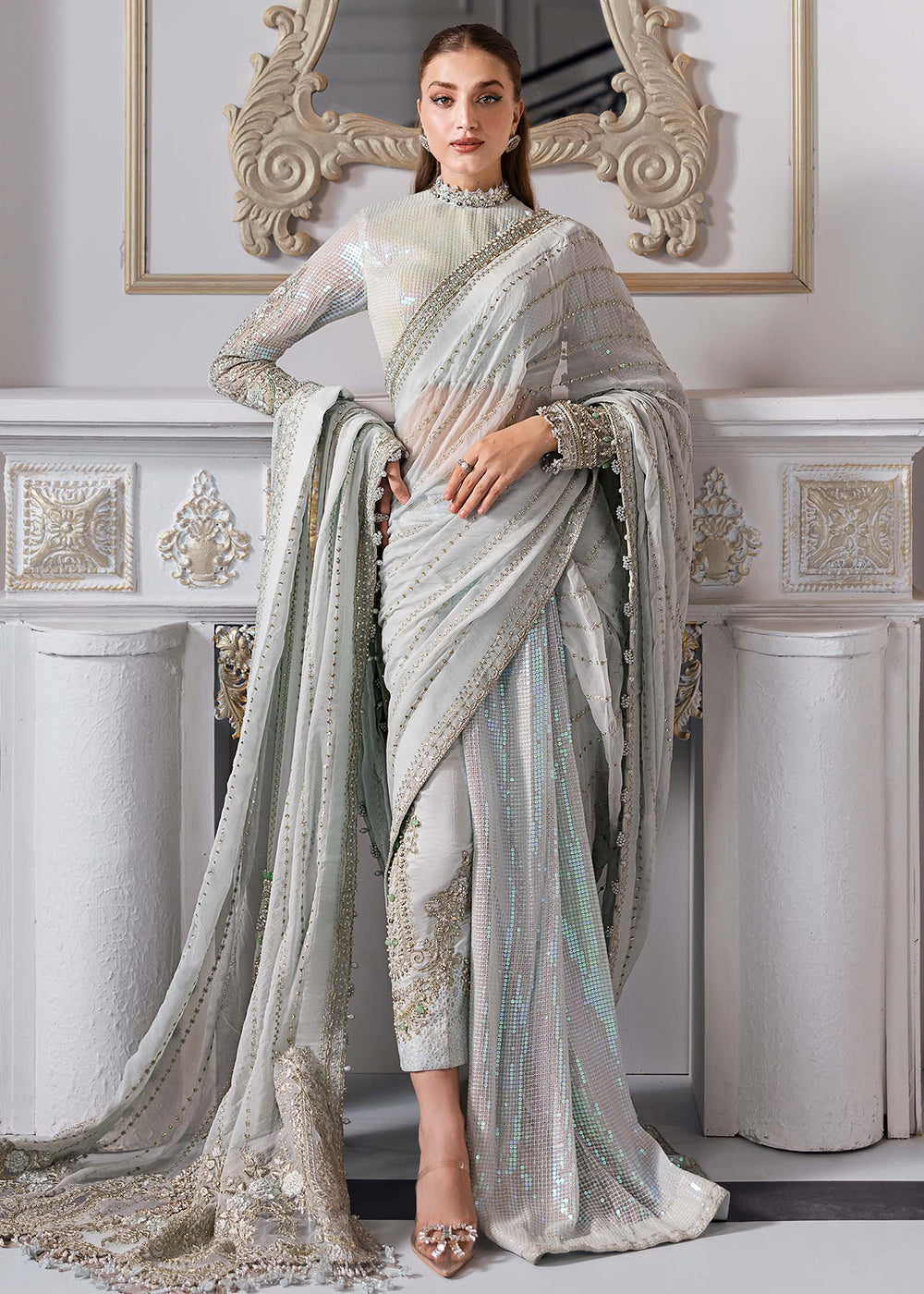 Buy Now Unstitched Mbroidered Edition '25 by Maria B | BD-3005 Online in USA, UK, Canada, France, Italy, Germany, Australia, UAE & Worldwide at Empress Clothing