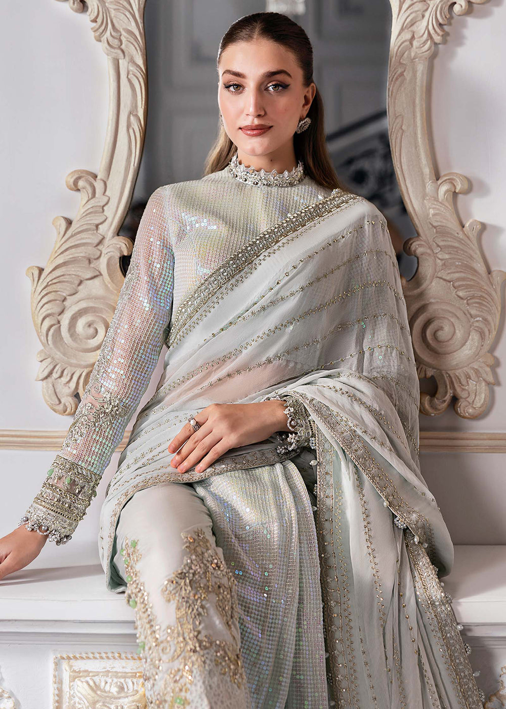 Buy Now Unstitched Mbroidered Edition '25 by Maria B | BD-3005 Online in USA, UK, Canada, France, Italy, Germany, Australia, UAE & Worldwide at Empress Clothing