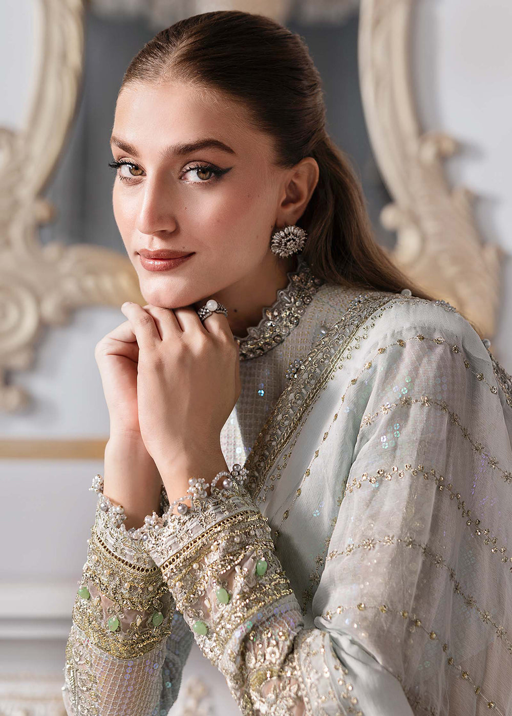 Buy Now Unstitched Mbroidered Edition '25 by Maria B | BD-3005 Online in USA, UK, Canada, France, Italy, Germany, Australia, UAE & Worldwide at Empress Clothing