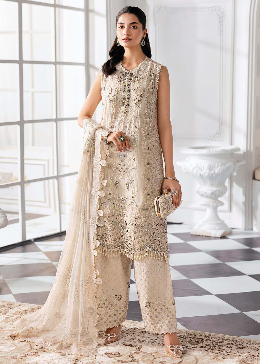 Buy Now Unstitched Mbroidered Edition '25 by Maria B | BD-3007 Online in USA, UK, Canada, France, Italy, Germany, Australia, UAE & Worldwide at Empress Clothing