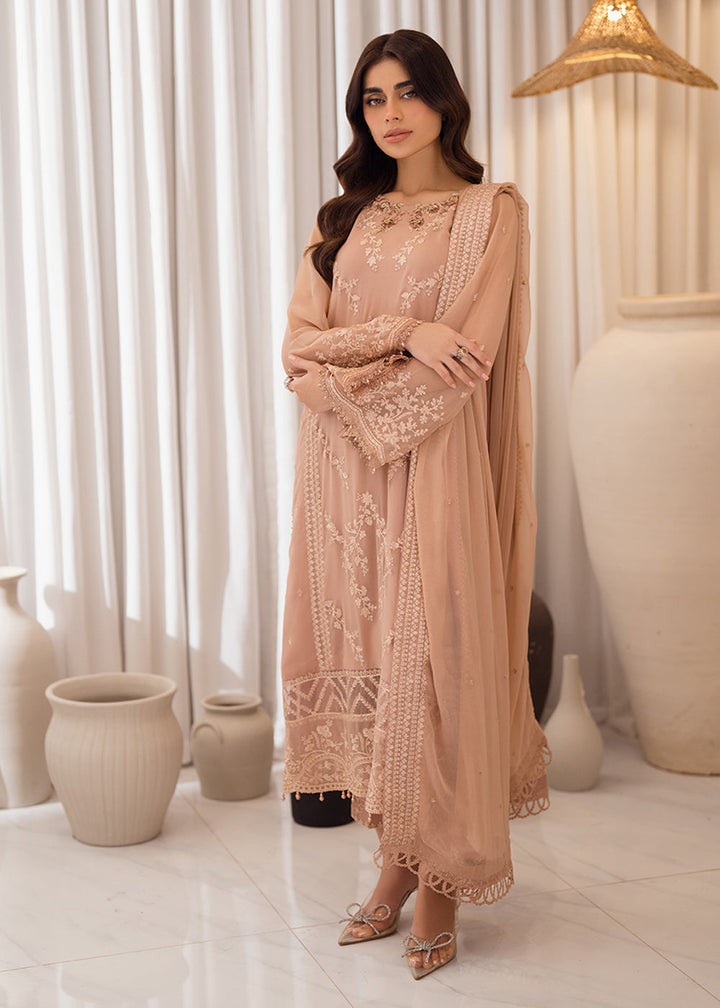 Buy Now 3 Pcs Embroidered Luxury Chiffon Formals '24 by Azure | Beige Bliss Online at Empress Online in USA, UK, Canada & Worldwide at Empress Clothing.