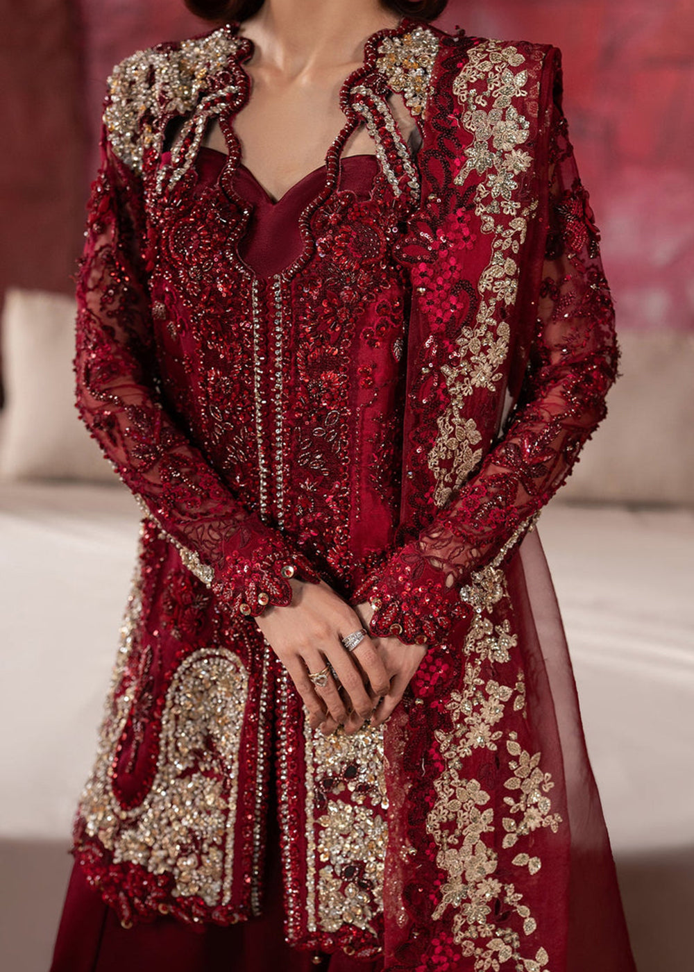 hayat in red dress Afrozeh Hayat'26-Rawayat Afzal Cloth House