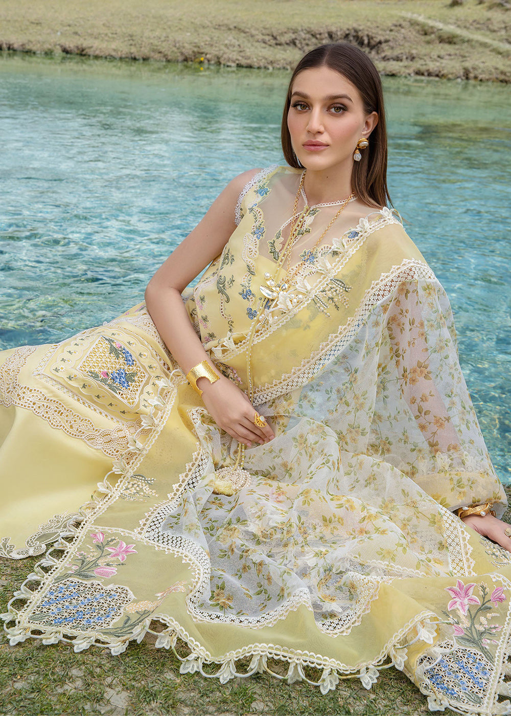 Buy Now Luxury Lawn '24 by Crimson | A French Brunch - Sunflower Yellow Online at Empress in USA, UK, Canada, Germany, Italy, Dubai & Worldwide at Empress Clothing.